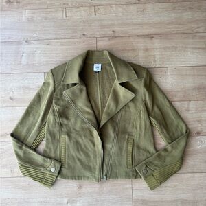 CAbi Olive Utility Jacket with Ribbed Sleeve Detail